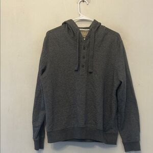 Jachs New York charcoal gray striped hooded pullover Size S EUC